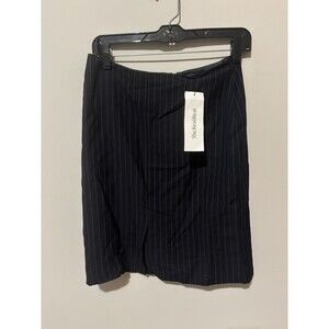 Philippe Adec Bergdorf GoodmanMidi Grey Striped Pencil Skirt Slit Sz 4 Small